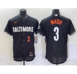 Men's Baltimore Orioles #3 Jorge Mateo Number Black 2023 City Connect Flex Base Stitched Jersey 1