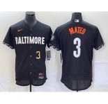Men's Baltimore Orioles #3 Jorge Mateo Number Black 2023 City Connect Flex Base Stitched Jersey 2