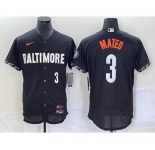 Men's Baltimore Orioles #3 Jorge Mateo Number Black 2023 City Connect Flex Base Stitched Jersey