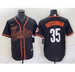 Men's Baltimore Orioles #35 Adley Rutschman Black Cool Base Stitched Baseball Jersey