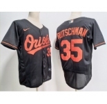 Men's Baltimore Orioles #35 Adley Rutschman Black Stitched Flex Base Nike Jersey