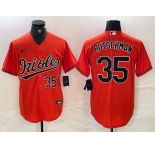 Men's Baltimore Orioles #35 Adley Rutschman Number Orange Stitched Cool Base Nike Jersey