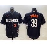 Men's Baltimore Orioles #39 Corbin Burnes Number Black 2023 City Connect Cool Base Stitched Jersey