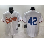 Men's Baltimore Orioles #42 Jackie Robinson White Stitched Cool Base Nike Jersey