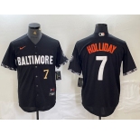 Men's Baltimore Orioles #7 Jackson Holliday Number Black 2023 City Connect Cool Base Stitched Jersey