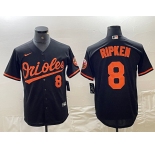 Men's Baltimore Orioles #8 Cal Ripken Jr Number Black Cool Base Stitched Jersey