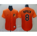 Men's Baltimore Orioles #8 Cal Ripken Jr. Orange Fade Stitched Baseball Jersey