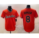 Men's Baltimore Orioles #8 Cal Ripken Jr. Orange Throwback Stitched Baseball Jersey