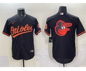 Men's Baltimore Orioles Black Team Big Logo Cool Base Stitched Jersey