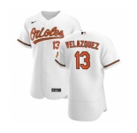 Men's Nike Baltimore Orioles #13 Andrew Velazquez White Home 2020 Authentic Player Baseball Jersey