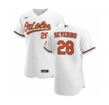 Men's Nike Baltimore Orioles #28 Pedro Severino White Home 2020 Authentic Player Baseball Jersey