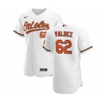 Men's Nike Baltimore Orioles #62 Cesar Valdez White Home 2020 Authentic Player Baseball Jersey