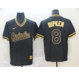 Men's Nike Baltimore Orioles #8 Cal Ripken Authentic Black Gold Fashion Baseball Jersey