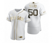 Men Boston Red Sox #50 Mookie Betts Nike White Authentic Golden Edition Jersey