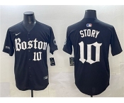Men's Boston Red Sox #10 Trevor Story Black Gothic Vapor Limited Stitched Baseball Jersey