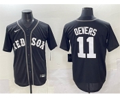 Men's Boston Red Sox #11 Rafael Devers Black Lights Out Limited Stitched Baseball Jersey