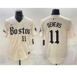 Men's Boston Red Sox #11 Rafael Devers Cream Gothic Vapor Limited Stitched Baseball Jersey