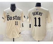 Men's Boston Red Sox #11 Rafael Devers Cream Gothic Vapor Limited Stitched Baseball Jersey