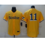 Men's Boston Red Sox  #11 Rafael Devers Nike Gold 2021 City Connect Flex Base Authentic Collection Jersey