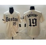 Men's Boston Red Sox #19 Roman Anthony Cream Gothic Vapor Limited Stitched Baseball Jersey