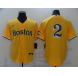 Men's Boston Red Sox #2 Xander Bogaerts Nike Gold 2021 City Connect Jersey