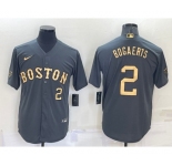 Men's Boston Red Sox #2 Xander Bogaerts Number Grey 2022 All Star Stitched Cool Base Nike Jersey