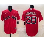 Men's Boston Red Sox #28 Kristian Campbell Red Cool Base Stitched Baseball Jersey