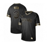 Men's Boston Red Sox #3 Babe Ruth Authentic Black Gold Fashion Baseball Jersey