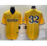 Men's Boston Red Sox #32 Matt Barnes Gold No Name 2021 City Connect Stitched MLB Cool Base Nike Jersey