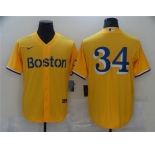 Men's Boston Red Sox #34 David Ortiz Nike Gold 2021 City Connect Replica Player Jersey