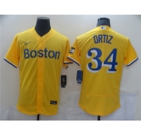 Men's Boston Red Sox #34 David Ortiz Nike Gold-Light Blue 2021 City Connect Player Jersey
