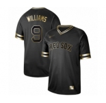 Men's Boston Red Sox #9 Ted Williams Authentic Black Gold Fashion Baseball Jersey