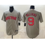 Men's Boston Red Sox #9 Ted Williams Grey Cool Base Stitched Baseball Jersey