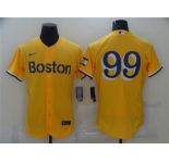 Men's Boston Red Sox  #99 Alex Verdugo  Nike Gold 2021 City Connect Flex Base Authentic Collection Jersey