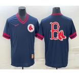 Men's Boston Red Sox Big Logo Navy Blue Nike Cooperstown Collection Legend V Neck Jersey