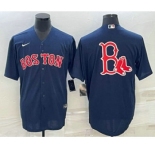 Men's Boston Red Sox Big Logo Navy Blue Stitched MLB Cool Base Nike Jersey