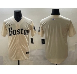 Men's Boston Red Sox Blank Cream Gothic Vapor Limited Stitched Baseball Jersey