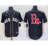 Men's Boston Red Sox Team Big Logo Black Lights Out Limited Stitched Baseball Jersey