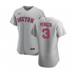 Men's Nike Boston Red Sox #3 Jose Peraza Gray Road 2020 Authentic Team Baseball Jersey