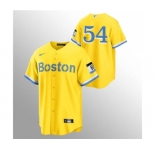 Men's Nike Boston Red Sox #54 Martin Perez Gold 2021 City Connect Stitched Baseball Jersey