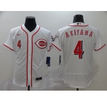 Men Cincinnati Reds #4 AKIYAMA Nike White Authentic 2020 Alternate Jersey