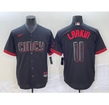 Men's Cincinnati Reds #11 Barry Larkin Black 2023 City Connect Cool Base Stitched Jersey1