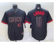Men's Cincinnati Reds #11 Barry Larkin Black 2023 City Connect Cool Base Stitched Jersey