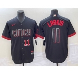 Men's Cincinnati Reds #11 Barry Larkin Number Black 2023 City Connect Cool Base Stitched Jersey