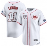 Men's Cincinnati Reds #11 Barry Larkin White 2025 Speedway Classic Home Limited Stitched Baseball Jersey