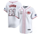 Men's Cincinnati Reds #11 Barry Larkin White 2025 Speedway Classic Home Limited Stitched Baseball Jersey