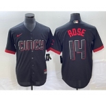 Men's Cincinnati Reds #14 Pete Rose Black 2023 City Connect Cool Base Stitched Jersey