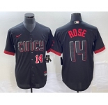 Men's Cincinnati Reds #14 Pete Rose Number Black 2023 City Connect Cool Base Stitched Jersey