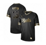 Men's Cincinnati Reds #19 Joey Votto Authentic Black Gold Fashion Baseball Jersey