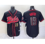 Men's Cincinnati Reds #19 Joey Votto Number Black 2023 City Connect Cool Base Stitched Jerseys